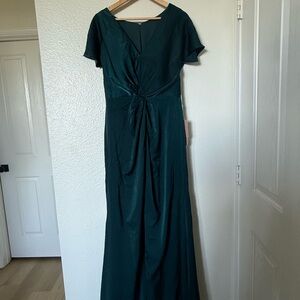 Twist-Front Peacock Maxi Dress